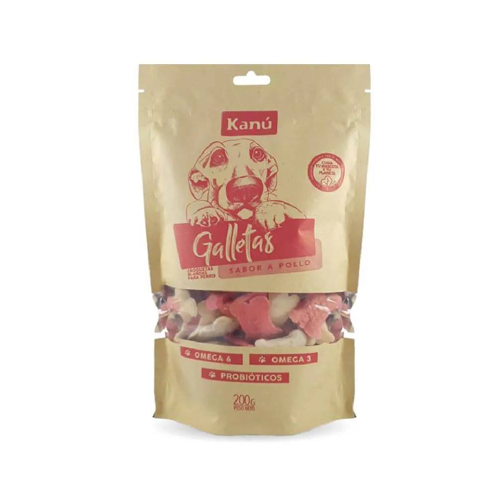Kanu Pet Soft and Chewy Chicken Dog Treats, 200g, Soft Croquettes, Chicken Flavor, Omega 3 & 6, Probiotics, Eco-Friendly Packaging