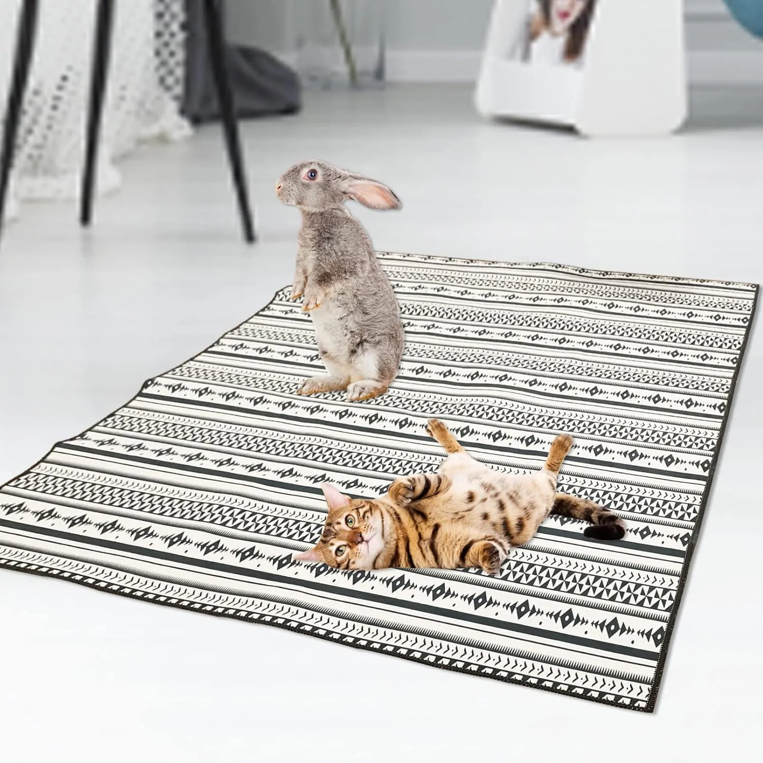 kathson Washable Pee Pads 79" x 55" Non-Slip Rabbit Reusable Mat for Floor Pets Playpen Heavy Absorbency Potty Training Pads for Dogs Cats Rabbits Guinea Pigs Ferrets Small Animals (Medium)