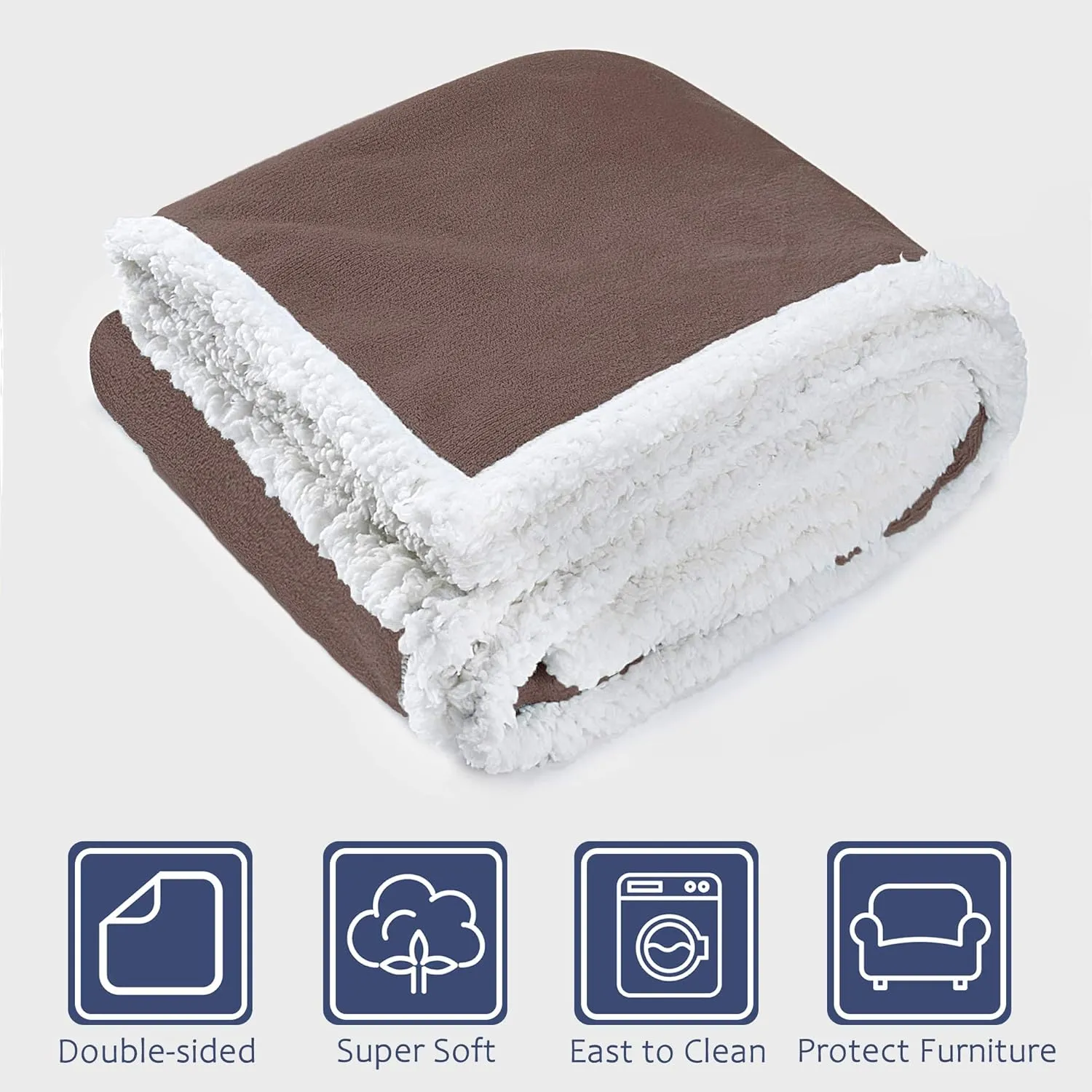 Kritter Planet Dog Blankets for Large Dogs, Soft Fluffy Fleece Pet Blankets for Couch, Sofa, Dog Beds, Car Seats, Creat, Washable, 50x60 inches, Brown