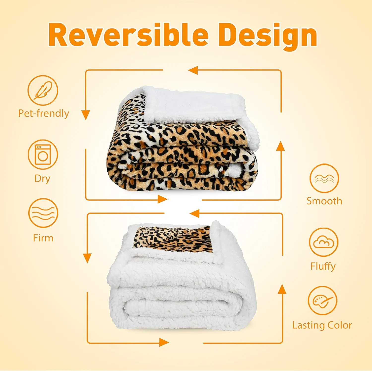 Kritter Planet Leopard Print Dog Blankets for Large Dogs, Soft Fluffy Fleece Pet Blankets for Couch, Sofa, Dog Beds, Car Seats, Creat, Washable, 50x60 inches