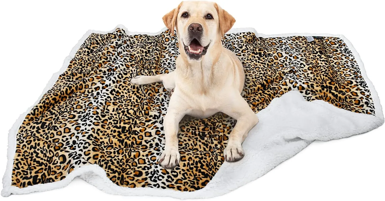 Kritter Planet Leopard Print Dog Blankets for Large Dogs, Soft Fluffy Fleece Pet Blankets for Couch, Sofa, Dog Beds, Car Seats, Creat, Washable, 50x60 inches
