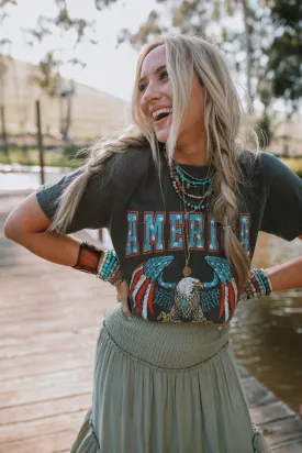 Land Of The Free Graphic Tee - Charcoal