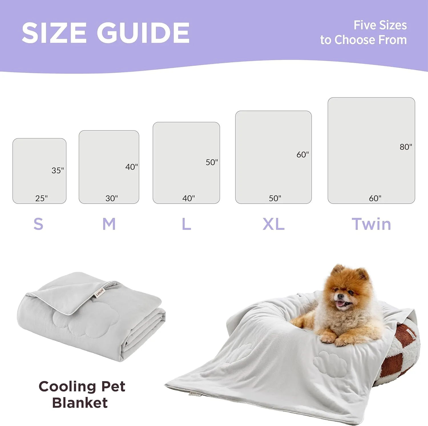 Lesure Premium Cooling Blanket for Small Dogs Washable - Breathable Pet Throw Blanket with Q-MAX>0.4 for SummerSoft Cat Cooling Mat, Furniture Protector Couch SofaGrey, 25x35