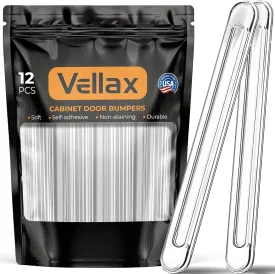 Long Silicone Wall Protector Strips  12 PCS Self-Adhesive Door Slam Stoppers, Noise Dampening Bumpers for Cabinet, Car, Toilet Lids, Shower, Drawers, 5.5" x 0.7" x 0.2"  Vellax
