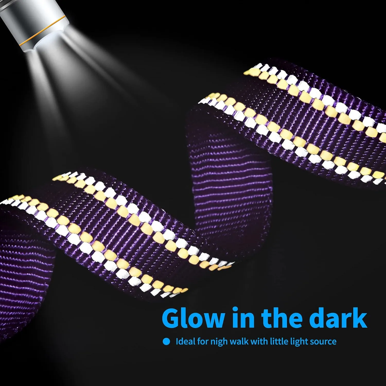Mile High Life Nylon Night Light Glow Collar, Reflective Light Up Dog Collar, Fluorescent Self-Luminescent Strap for Small Medium Large Dogs (Purple, S Neck11-15")