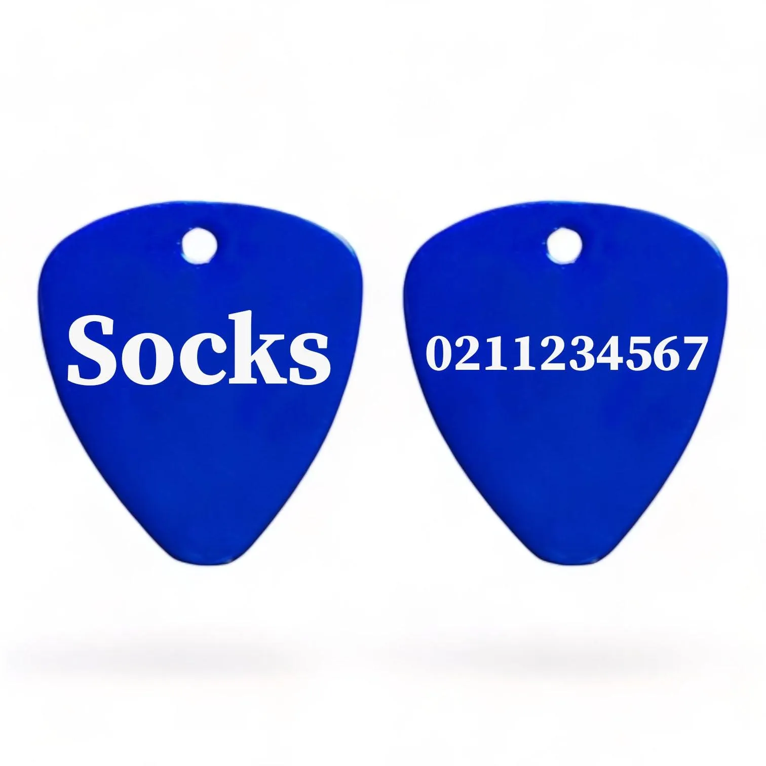 Name Front & Number Back Guitar Pick Cat, Kitten & Dog ID Pet Tag