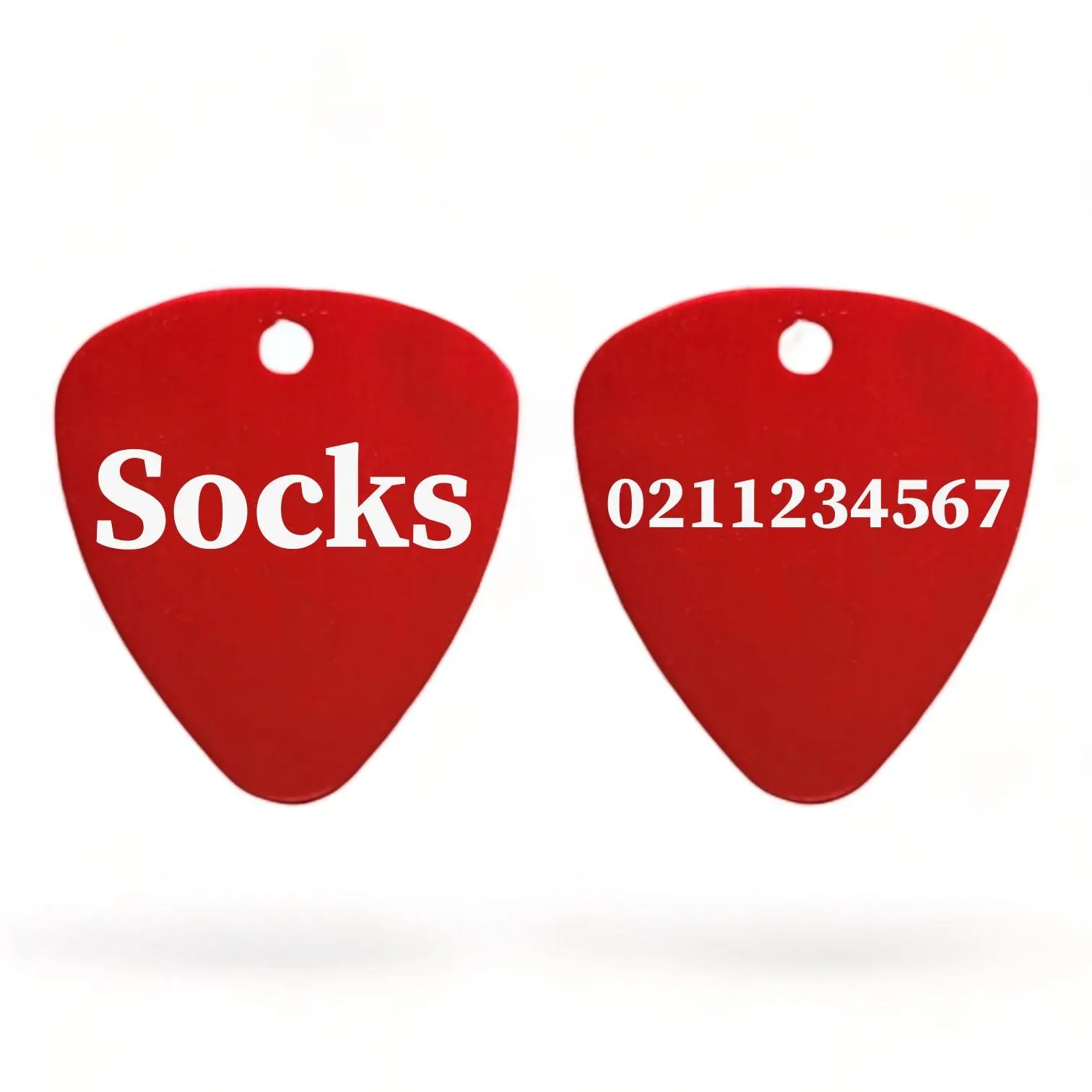 Name Front & Number Back Guitar Pick Cat, Kitten & Dog ID Pet Tag
