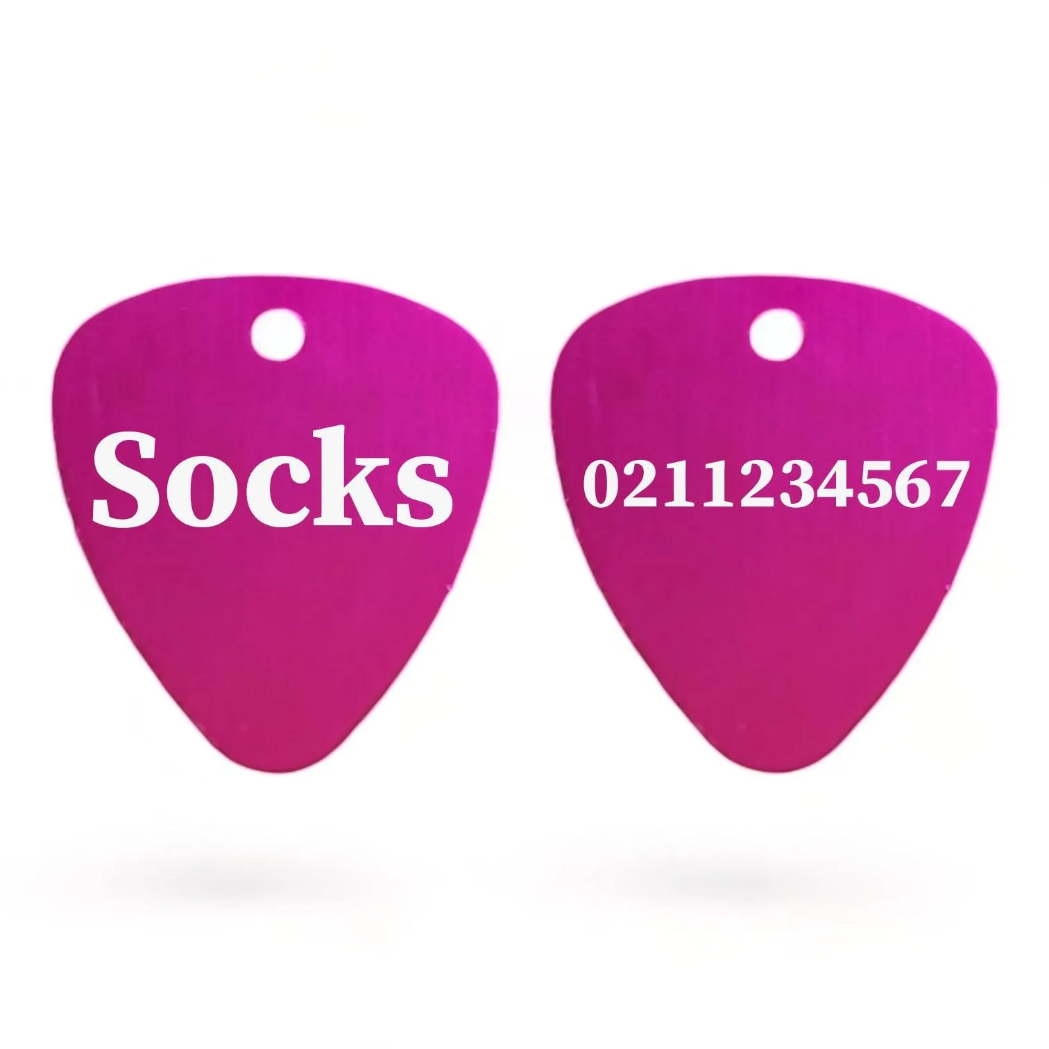 Name Front & Number Back Guitar Pick Cat, Kitten & Dog ID Pet Tag