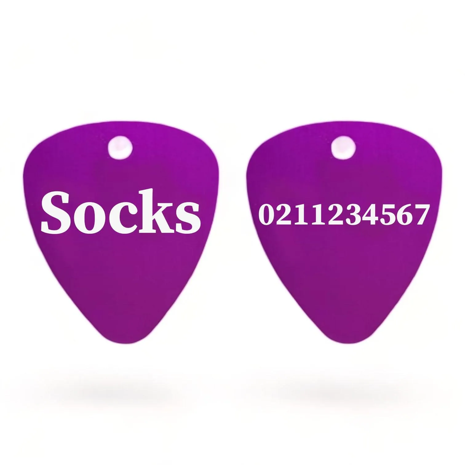 Name Front & Number Back Guitar Pick Cat, Kitten & Dog ID Pet Tag