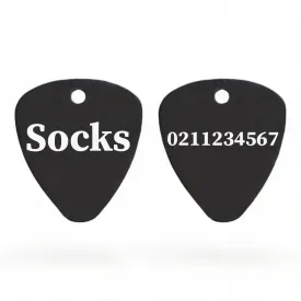 Name Front & Number Back Guitar Pick Cat, Kitten & Dog ID Pet Tag