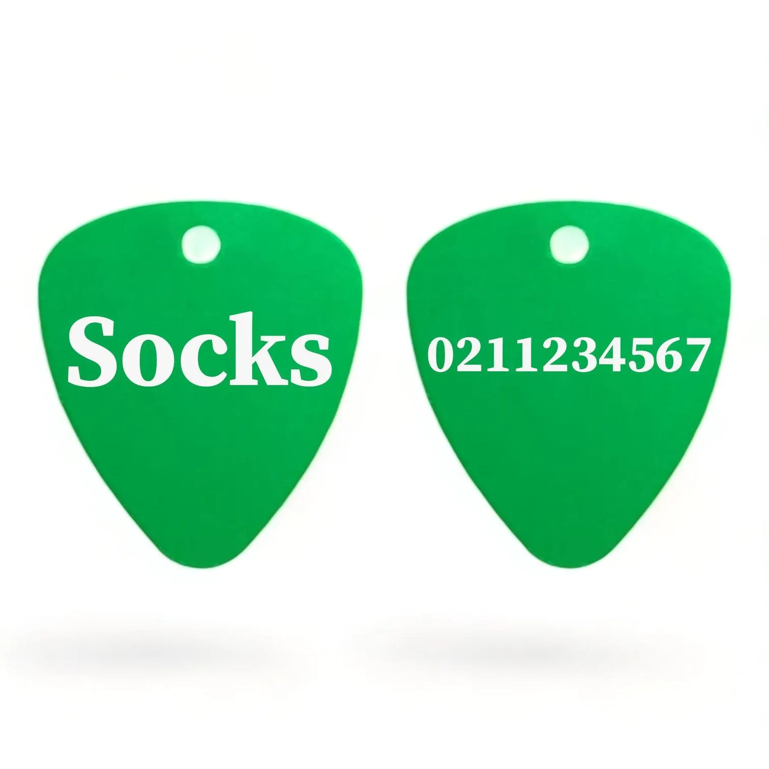 Name Front & Number Back Guitar Pick Cat, Kitten & Dog ID Pet Tag