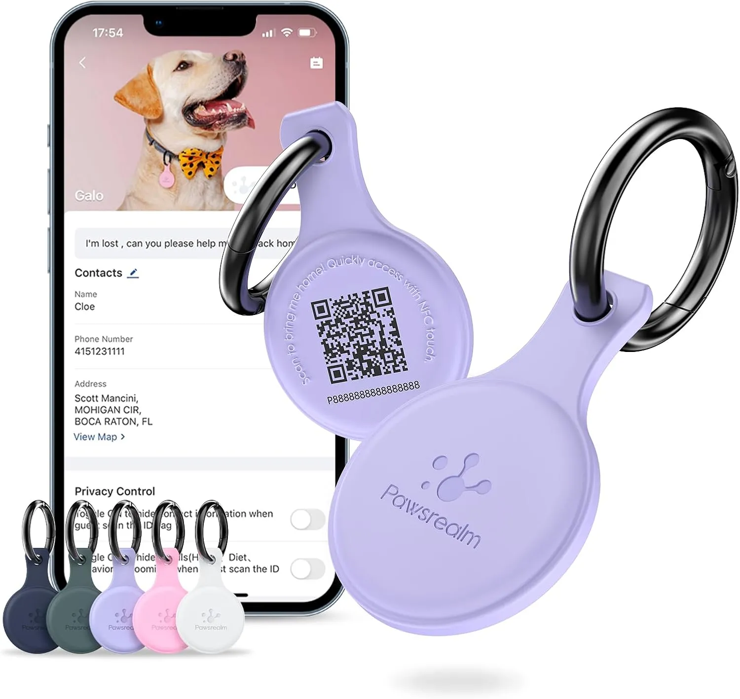 NFC & QR Code Dog Tag, Silicone Silent Cat Tag, Personalized Customized Dog Tag, Modifiable Pet Online Profile, Instant Pet Location Alert Email, Anti-Lost Function (1PCS)