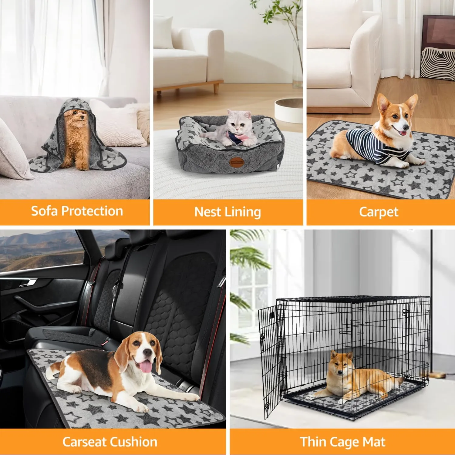 Nobleza Waterproof Dog Cat Blanket, 3PCS Warm Soft Pet Mat Set for Sofa Bed Indoor Sleep Furniture Protector Outdoor Car, Puppy Winter Blanket for Large Medium Small Pet, Reversible Sherpa Fleece