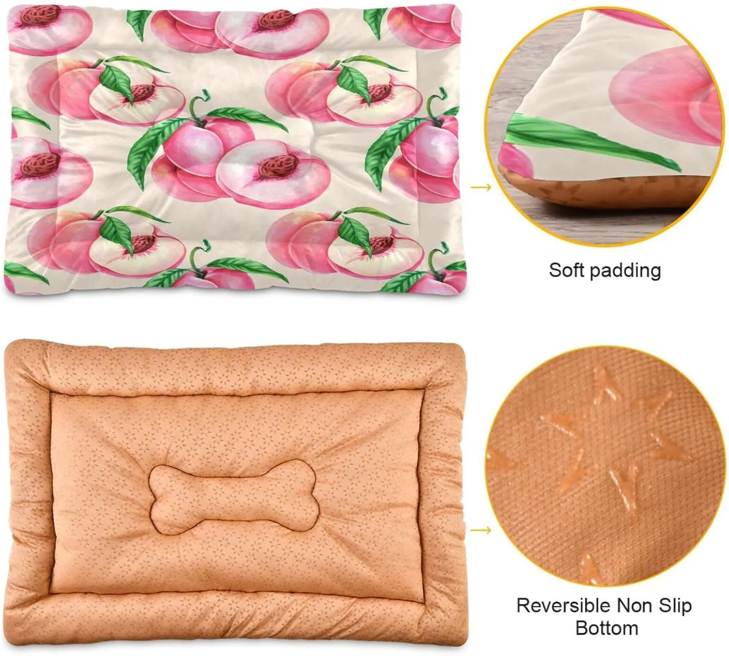 Peach Outdoor Dog Bed for Small Dogs Washable Waterproof Travel Pet Bed Mat Portable Cat Bed with Non-Slip Bottom for Indoor and Sleeping 18 x 24 Inch