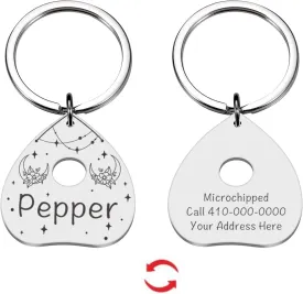 Personalized Cat Tags for Collars Small Dog Tag Stainless Steel Pet ID Tags for Dogs Engraved Cat Tag Dog Identification Tags Pet ID Tag Spooky Dog Tag for Dog Black Cat Name Tag (Silver)