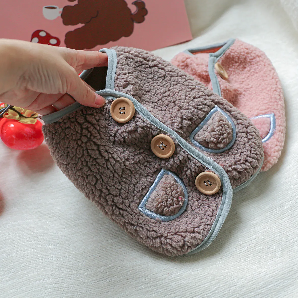 Pet Clothes | Dog & Cat Wooden Buckle Vest | Autumn and Winter Warm Clothing