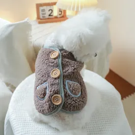 Pet Clothes | Dog & Cat Wooden Buckle Vest | Autumn and Winter Warm Clothing