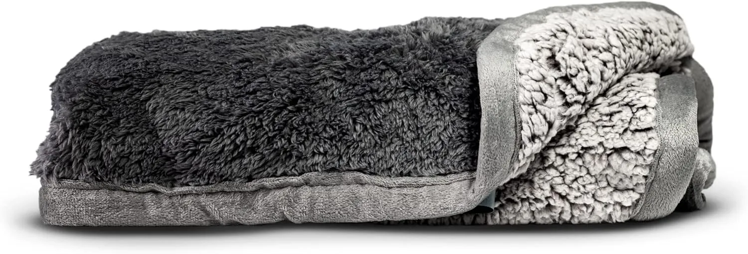 Pet Parents Pawtect Premium Waterproof Cat & Dog Blanket with WickQuick & Sherpup Technology, Puppy & Cat Blanket, Slate 24x32