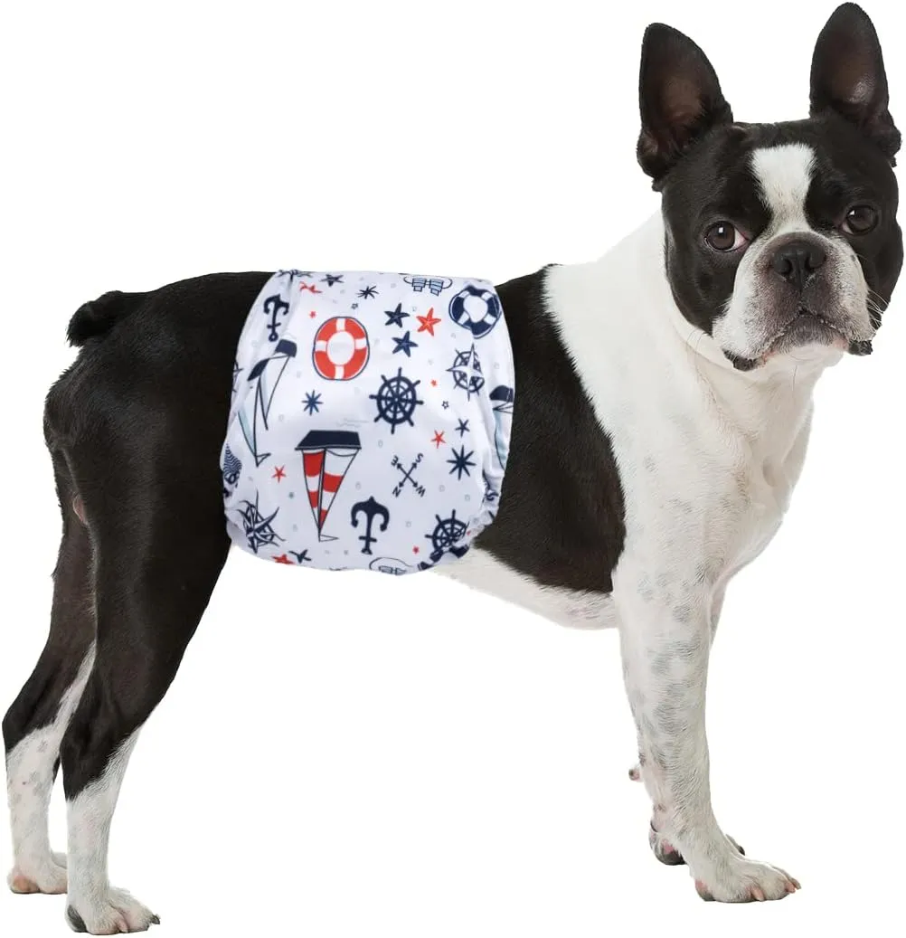 Pet Soft Dog Belly Bands - Washable Dog Diapers Belly Band for Male Dogs, Reusable Male Dogs Wraps 3pack for Doggy Puppy (Sailor, S)