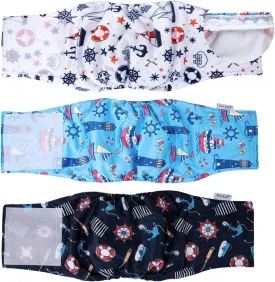 Pet Soft Dog Belly Bands - Washable Dog Diapers Belly Band for Male Dogs, Reusable Male Dogs Wraps 3pack for Doggy Puppy (Sailor, S)