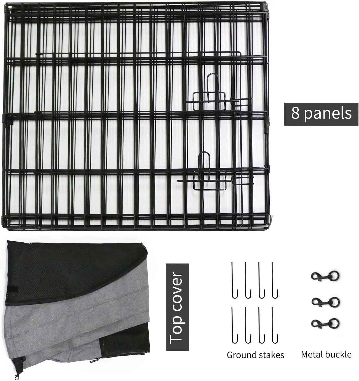 PETIME Foldable Metal Dog Exercise Pen/Pet Puppy Playpen Kennels Yard Fence Indoor/Outdoor 8 Panel 24" W x 30" H with Top Cover (with top Cover, 8 Panels 30" H)