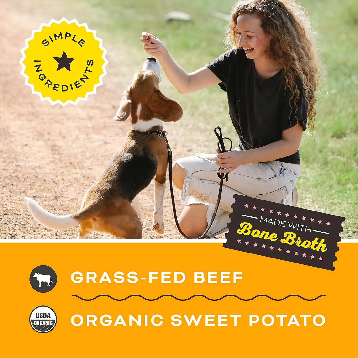 Primal Beef Jerky Dog Treats Made with Beef Bone Broth, Give Pieces a Chance, Training Treat for Dogs, 4 oz