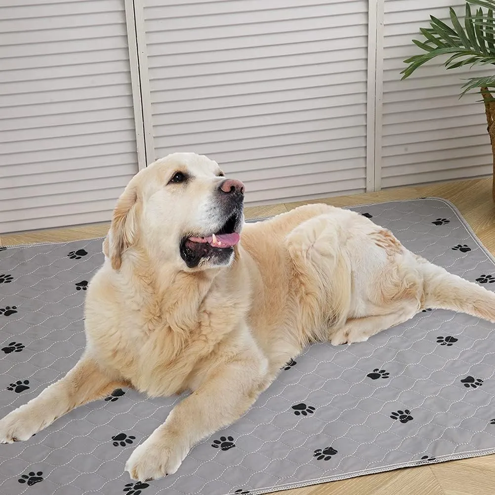 PUPTECK Washable Pee Pads for Dogs - 2 Pack 48" x 60" Waterproof Reusable Puppy Potty Training Pads Whelping Mat - Fast Absorption Non-Slip Pet Food Feeding Mat - Pad for Small Animals
