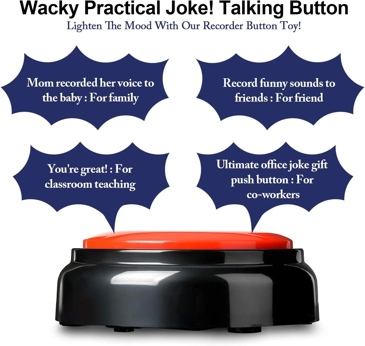 Recordable Button Voice Recording Button Dog Buttons for Communication Game Buzzer 30 Seconds Recordable Answer Buzzers Funny Gift for Office Home (Red)