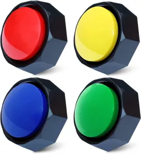 Recordable Buttons, Dog Buttons for Communication, 30 Seconds Recording Upgrade, Pack of 4 Colored Buzzers, Easy to Use,Material Safety. (Batteries Inside)