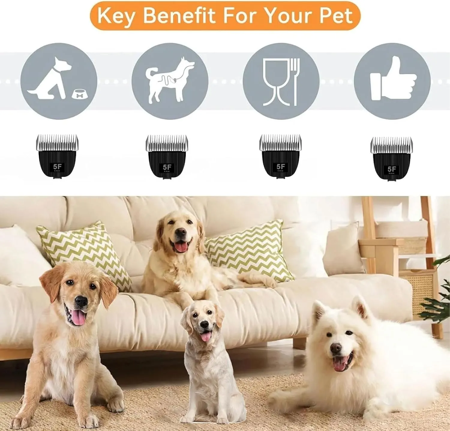 Replacement Blade for nebot P1 Pro Pet Grooming Kit & Vacuum,Size-5F Cut Length 1/4(6.3mm),2 Pack