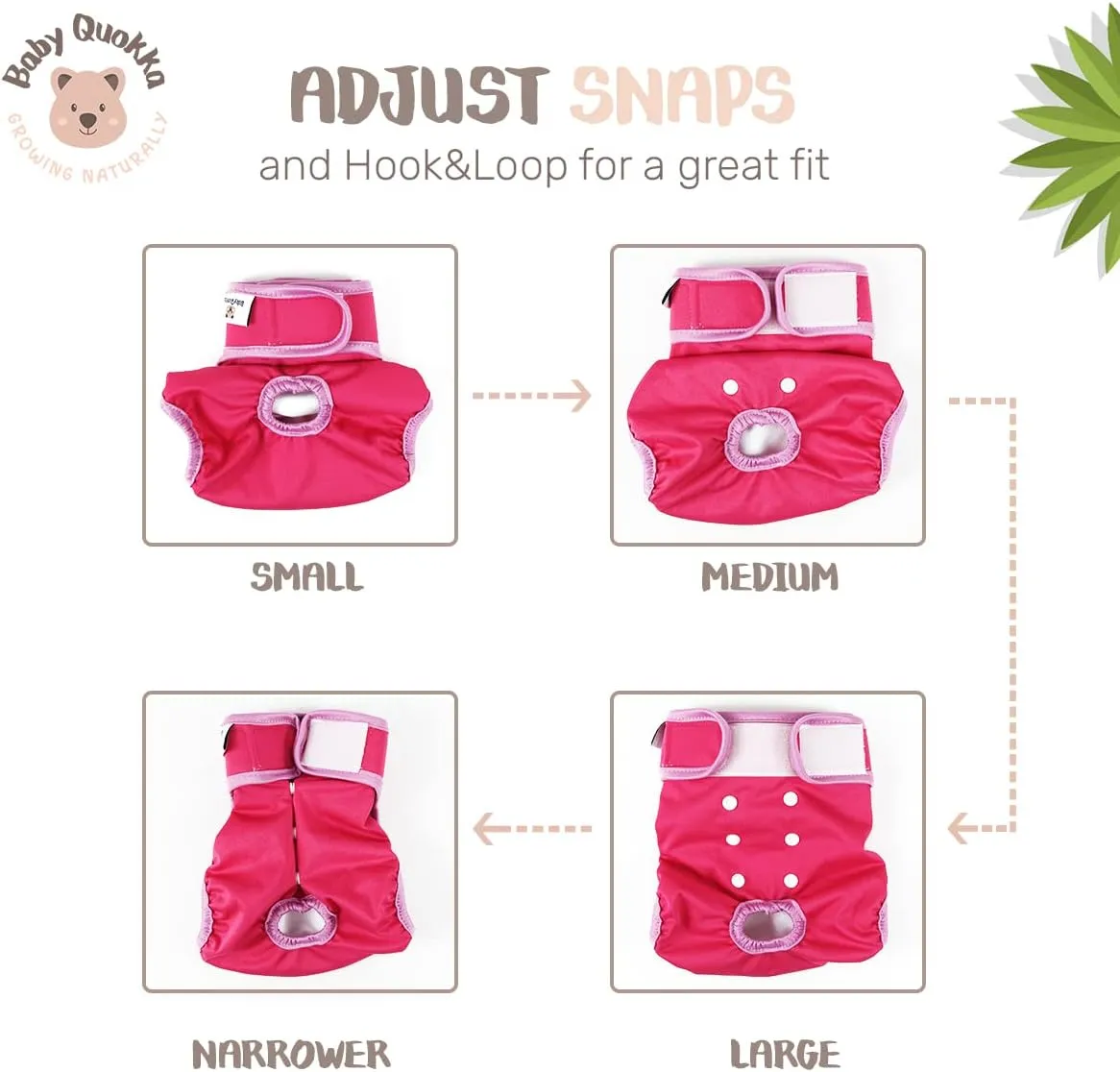 Reusable Dog Diapers Female  Baby Quokka Adjustable Snap-On Diaper for Dogs in Heat, Potty Training, Period, or Incontinence  Washable Female Dog Diapers, Underwear (Blossom Skirt, Medium)
