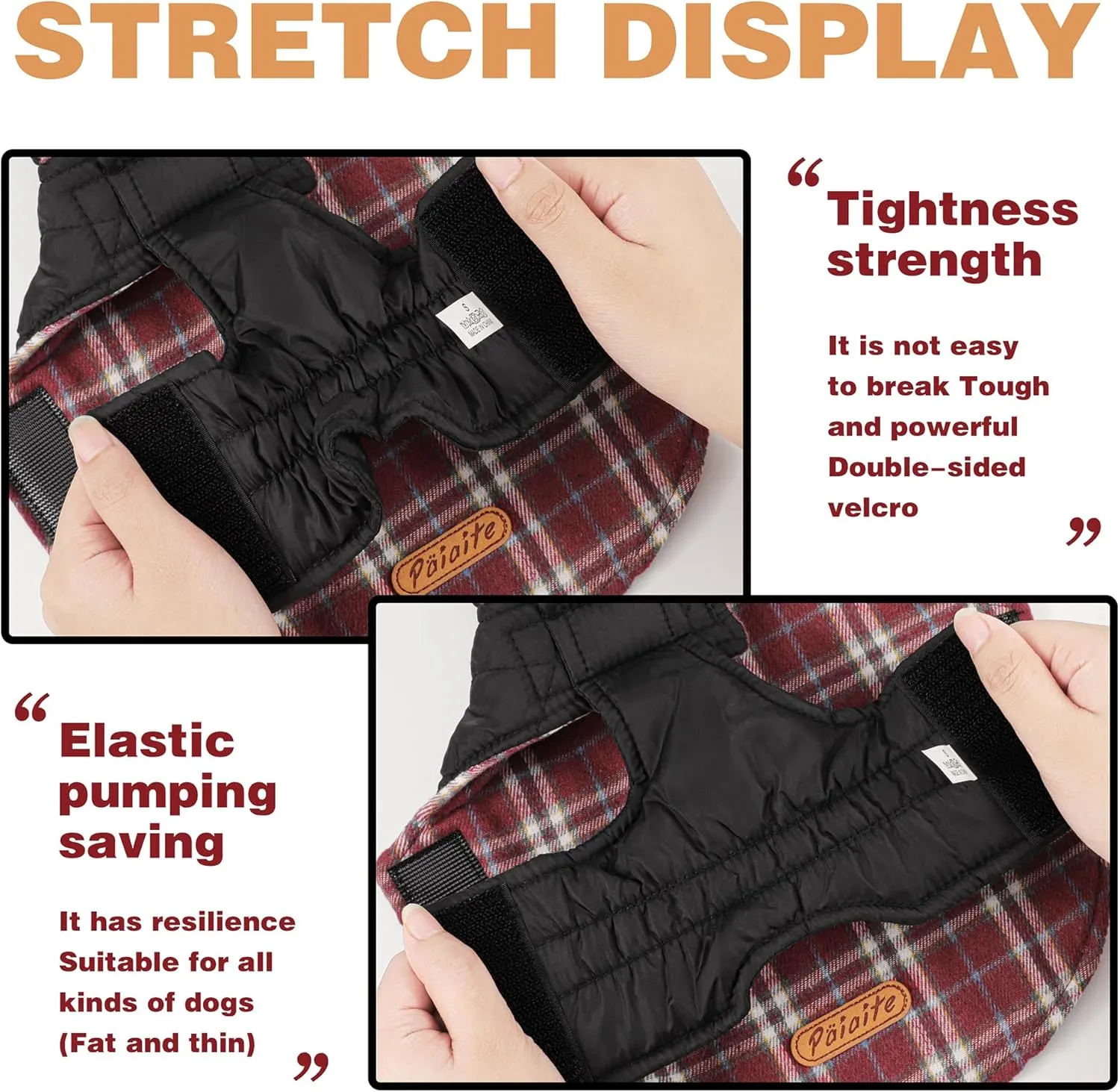 Reversible Warm Dog Coat with Hook and Loop Tape Straps: British-Style Plaid Jacket for Winter, Cozy Cold-Weather Vest for Small, Medium & Large Dogs C Ideal for Snow and Outdoor Adventures Red XXS