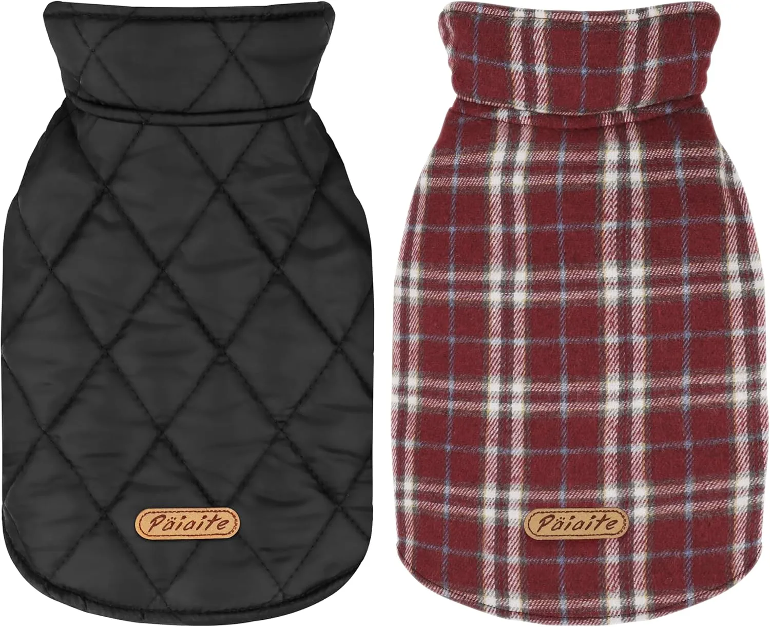Reversible Warm Dog Coat with Hook and Loop Tape Straps: British-Style Plaid Jacket for Winter, Cozy Cold-Weather Vest for Small, Medium & Large Dogs C Ideal for Snow and Outdoor Adventures Red XXS