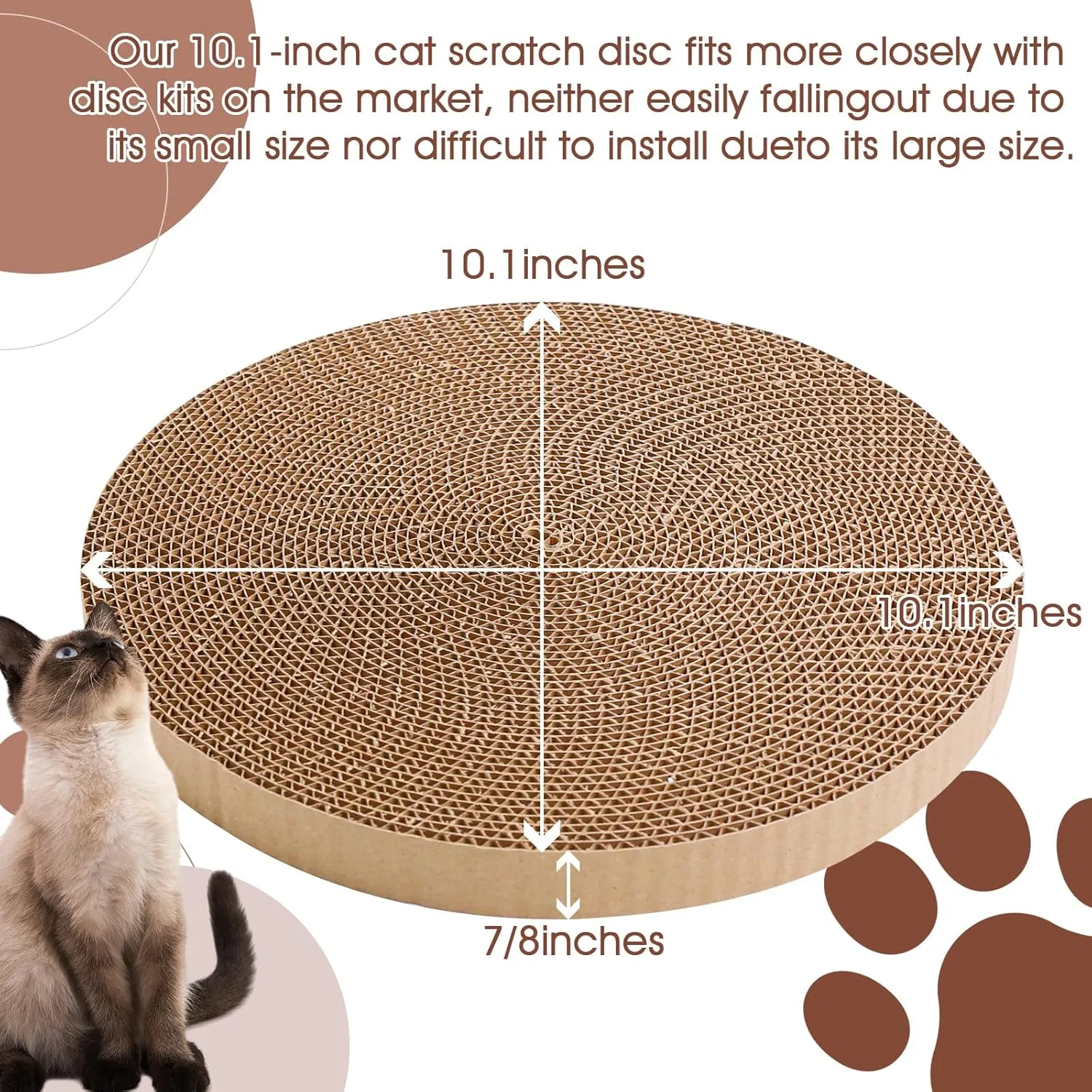 Round Cat Scratcher Refill 10 inch Diameter 7/8 Inch Thickness Circle Scratcher Replacement Pads Cat Scratching Boardcat Scratcher Pad for Indoor2 PCS