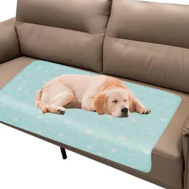 SEIS Dog Cooling Blanket Summer Cat Silk Quilt Pet Mat Cushion Washable Kitten Ice Pad for Sofa Bed Couch Soft Pet Furniture (Blue, Large)