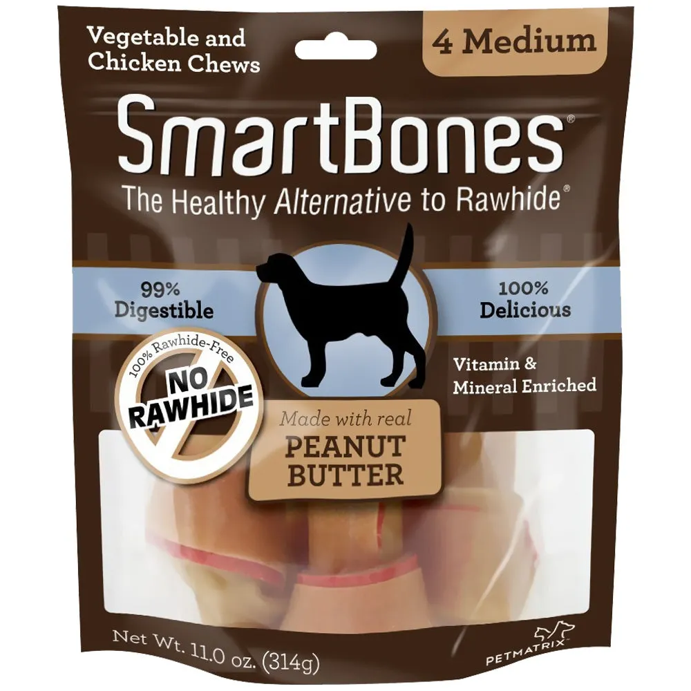 Smartbones Medium Rawhide-Free Peanut Butter Chew Bones Dog Treats