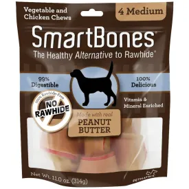 Smartbones Medium Rawhide-Free Peanut Butter Chew Bones Dog Treats