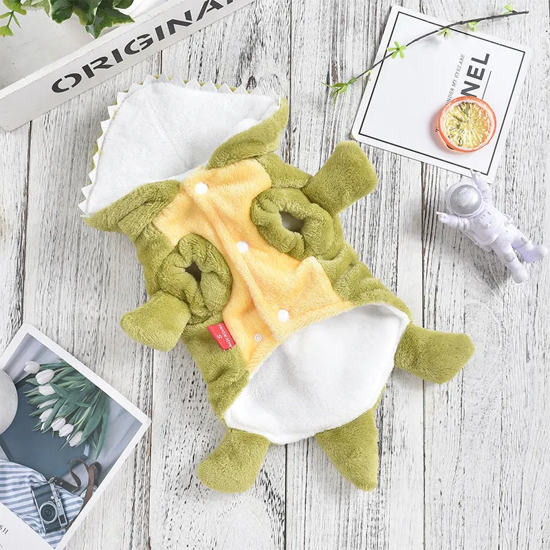 Spot Dog Clothes Funny Transformation Costume Dino | Small Crocodile Dinosaur Warm Outfit for Autumn & Winter | Halloween & Christmas Pet Clothes