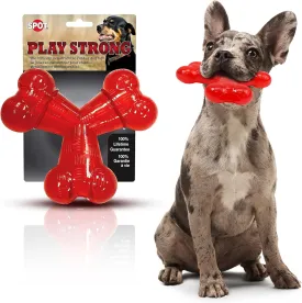 SPOT Play Strong Trident Bone - Durable TPR Long Lasting Dog Chew for Aggressive Chewers, Hole for Treats, Virtually Indestructible Toy for Large Dogs & Puppies up to 90lbs - 6 inch