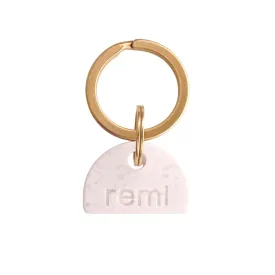 STONE PET TAG - Modern, Minimal Pet IDs. Durable, High Quality, Lifetime tags with deep cut text. Includes space for two phone numbers. (Arch Mini)