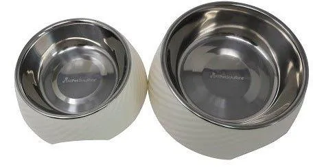 Twill Round Cat / Dog Bowl - White S/L
