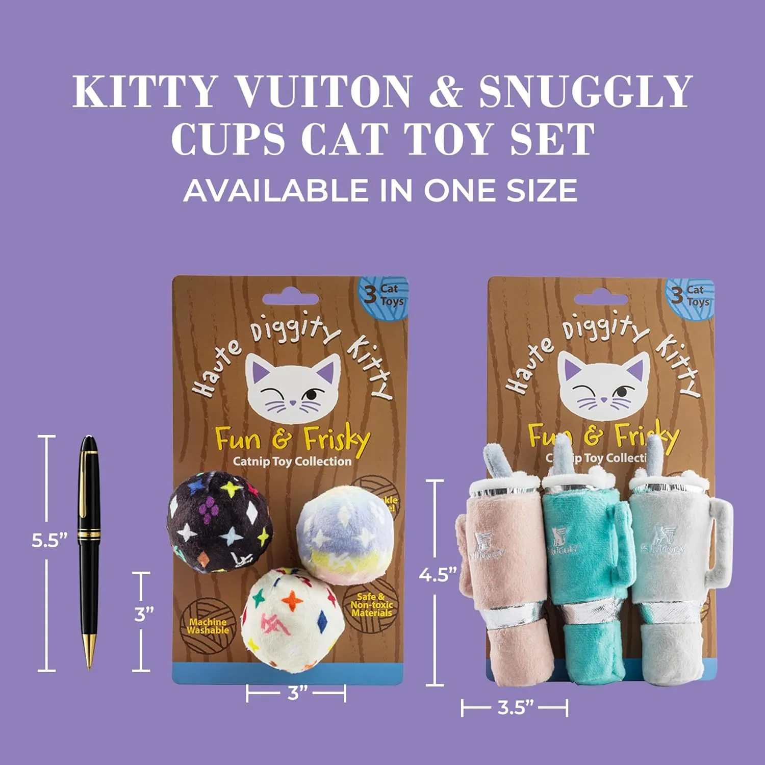 Vuiton Monogram Balls   Snuggly Cups Set, Plush Cat Toys Catnip Filled with Interactive Crackle Sound, Safe & Durable Toys for Cat & Kitten, 6 Pcs