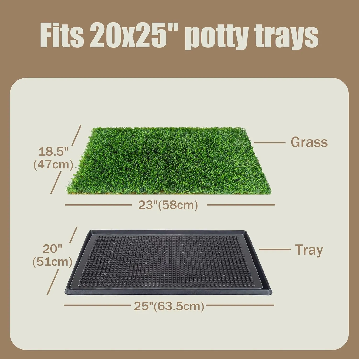 Washable Artificial Grass Dog Potty Pad -Durable Fake Grass Pee PadReusable Indoor/Outdoor Puppy Training Mat for Dogs & Small Pets, Artificial Grass Doormat (23x18.5(Pack of 1))