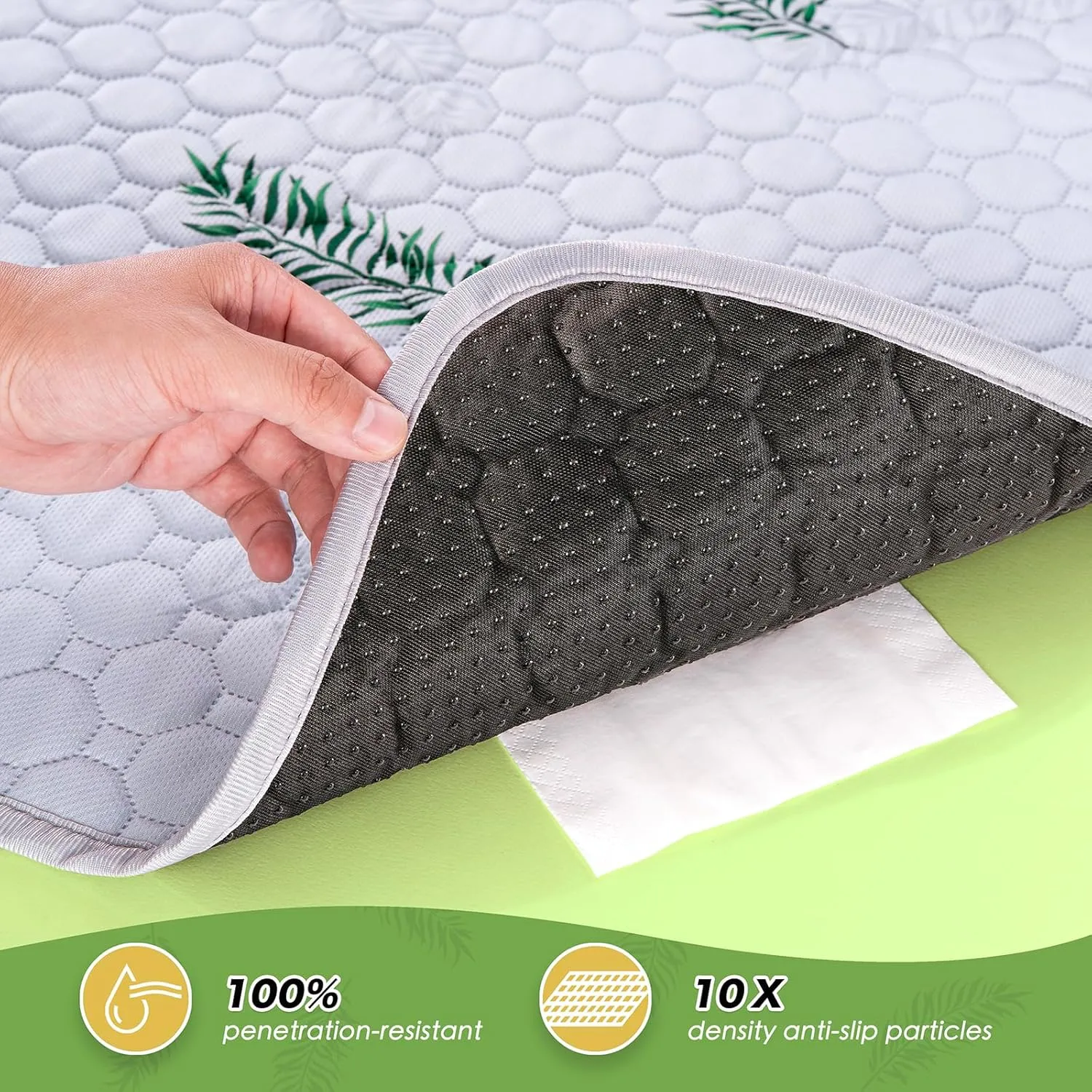 Washable Pee Pads for Dogs, 2Pack Reusable Puppy Pads, Super Absorbent & Leakproof Dog Pads, Anti-Slip Dog Pee Pads for Puppy Training & Incontinence, Leaf Pattern 48"x48"