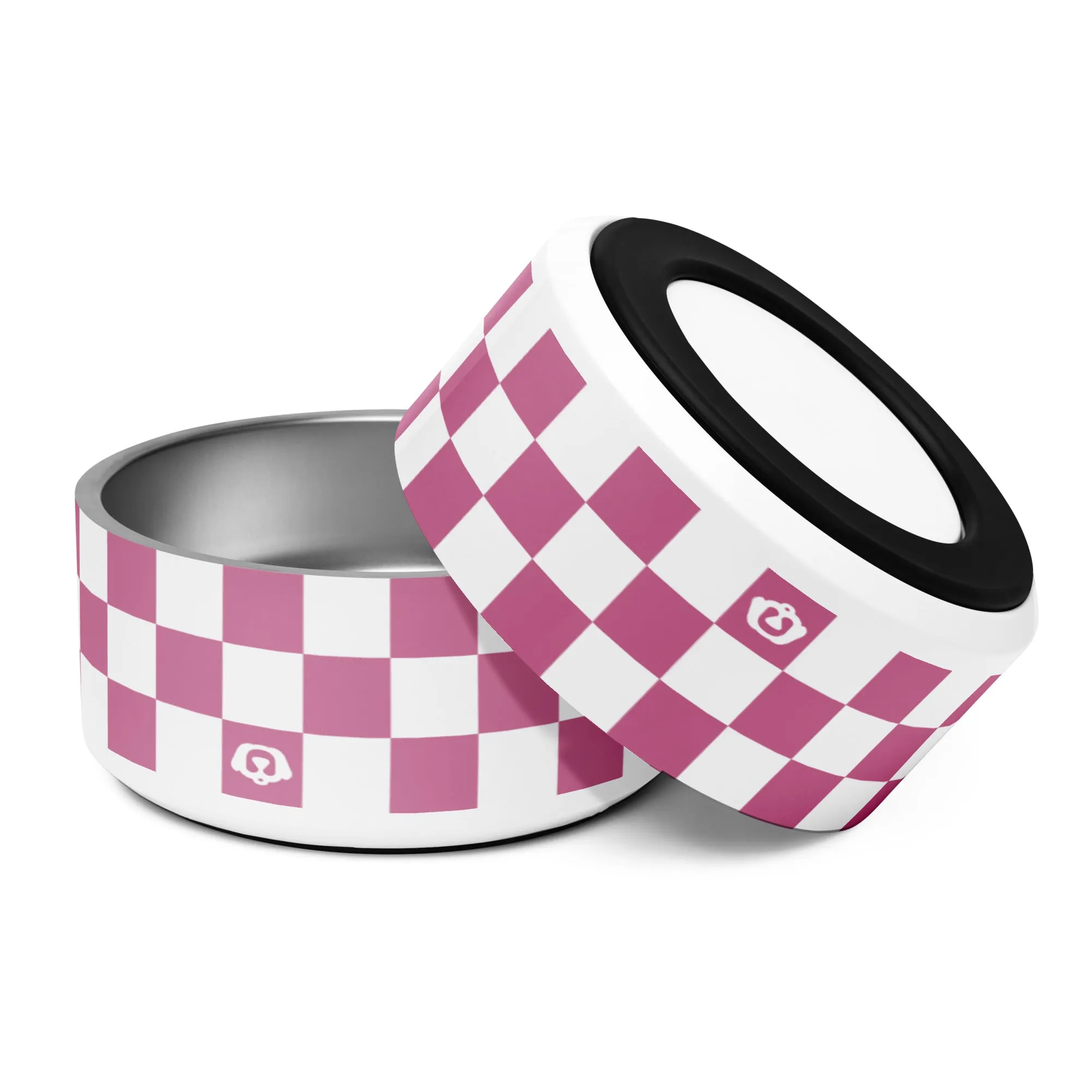WUFORIA Checker Razzberry 32oz Dog Bowl