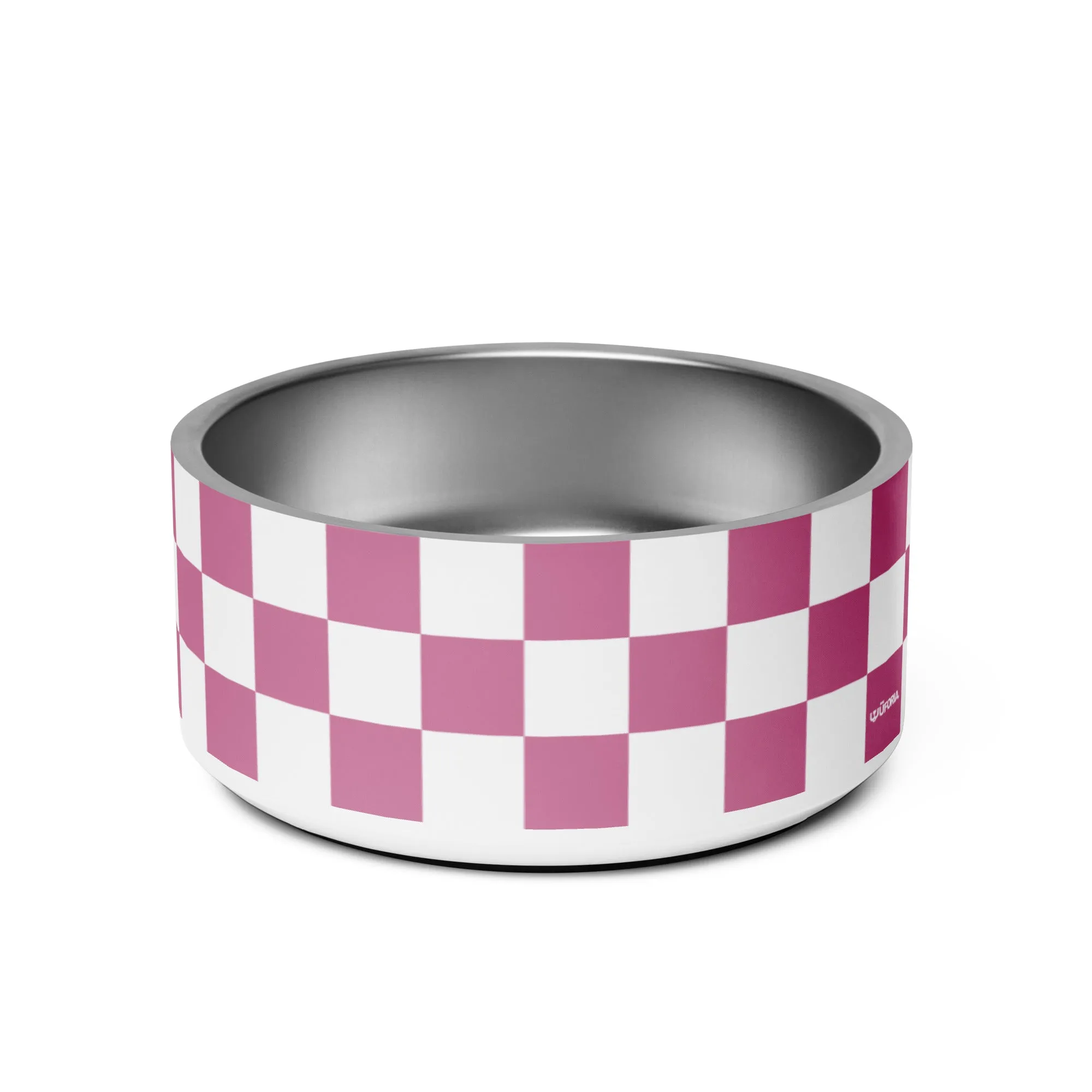 WUFORIA Checker Razzberry 32oz Dog Bowl
