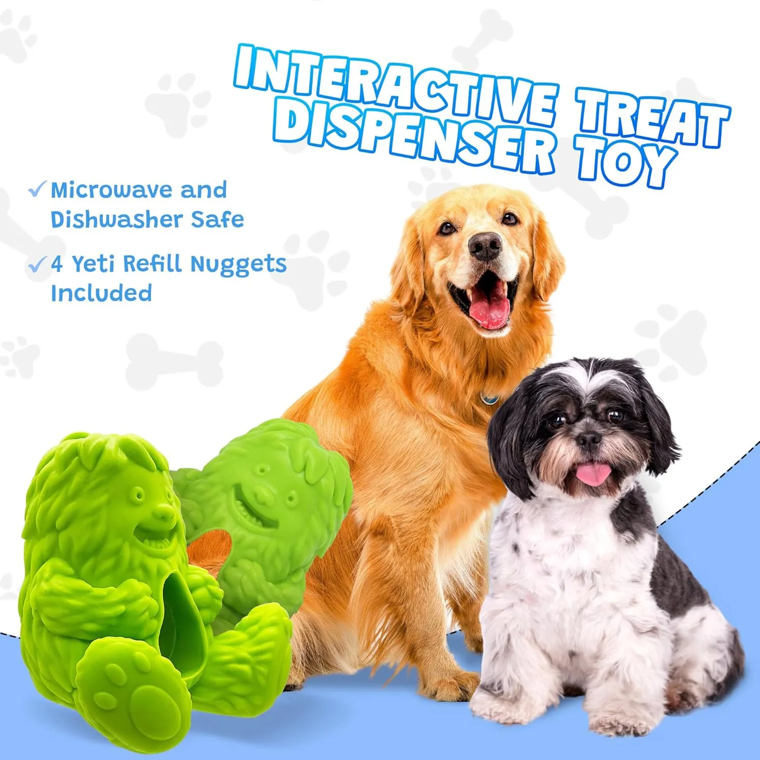 Yeti Puff and Play Dog Toy, Dog Chew Holder, Fun Stimulating Chew Toy for Teething, Behavior Training for Light to Moderate Chewers (Green - Yeti)