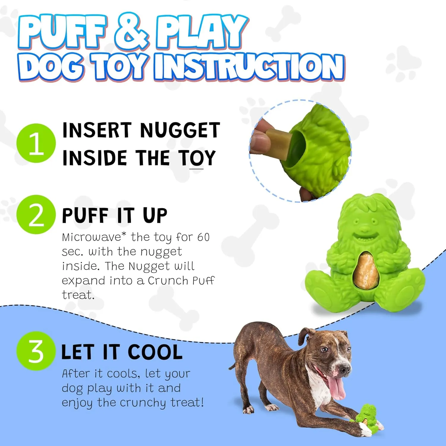 Yeti Puff and Play Dog Toy, Dog Chew Holder, Fun Stimulating Chew Toy for Teething, Behavior Training for Light to Moderate Chewers (Green - Yeti)