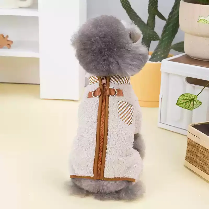 Zipper Fleece Pet Onesie with D Ring for Leash